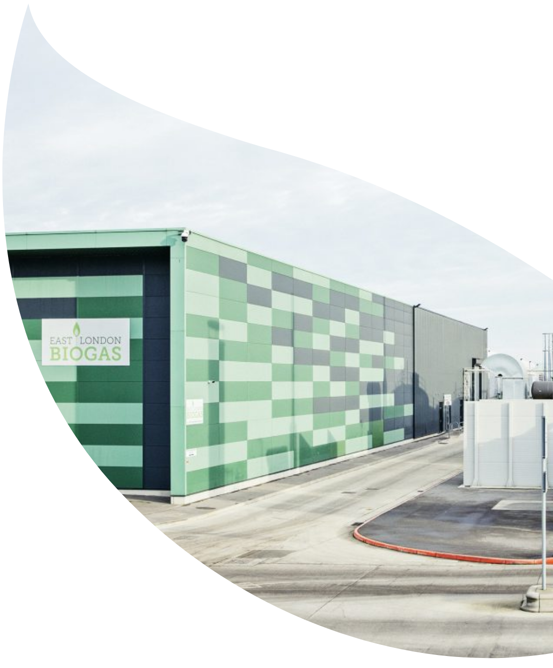 A leaf-shaped cutout of East London Biogas